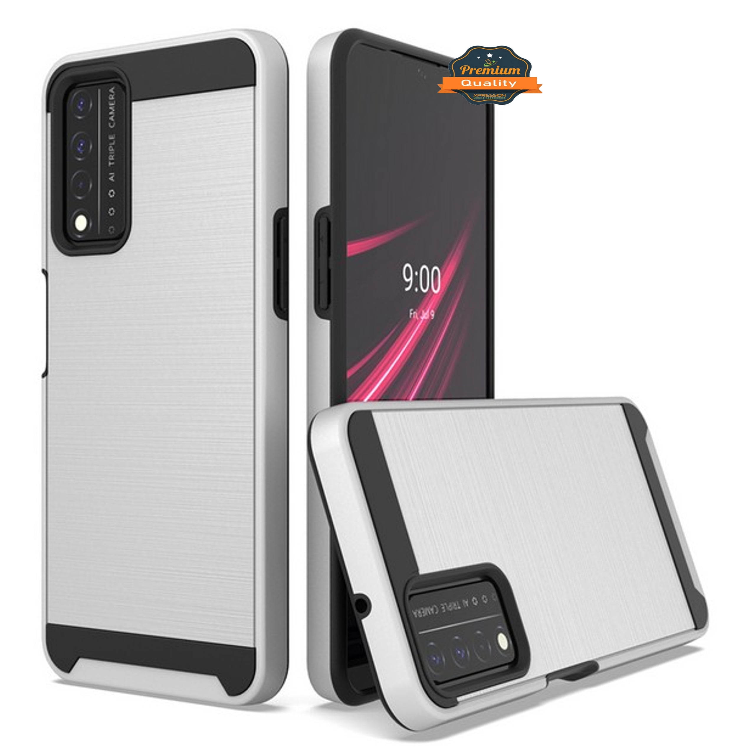 ExtremeCases For T-Mobile REVVL 6X PRO 5G (2023) O-Ring Stand Hybrid Cover Cell Phone Case + Tempered Glass + Extreme Band + Stylus Pen + Pry Tool (Black