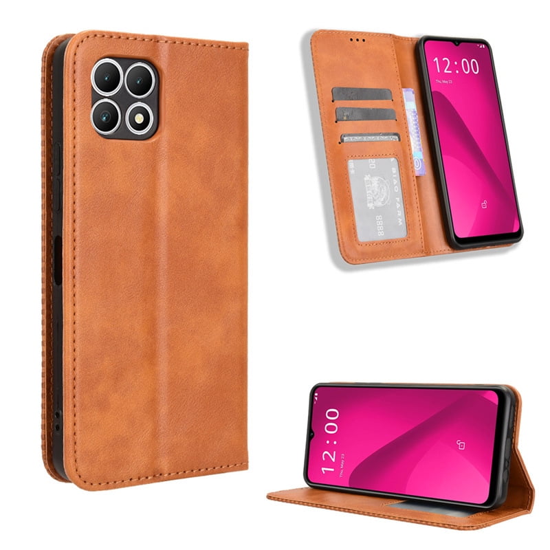 For T-Mobile Revvl 7  8 6 V+ Flip Phone Case Retro Leather Wallet Anti-fall Cover For T-Mobile Revvl 8 Pro T Phone Pro