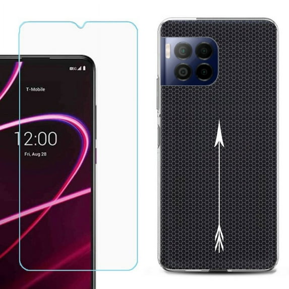 For T-Mobile Revvl 7 Pro 5G Phone Case, Shockproof Case Cover with Tempered Glass Screen Protector, by OneToughShield - Arrow