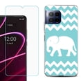 thumbnail image 1 of For T-Mobile Revvl 7 Pro 5G Phone Case, Shockproof Case Cover with Tempered Glass Screen Protector, by OneToughShield - Chevron/Elephant, 1 of 3