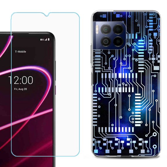 For T-Mobile Revvl 7 Pro 5G Phone Case, Shockproof Case Cover with Tempered Glass Screen Protector, by OneToughShield - Cosmos Circuit