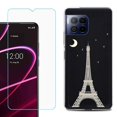 thumbnail image 1 of For T-Mobile Revvl 7 Pro 5G Phone Case, Shockproof Case Cover with Tempered Glass Screen Protector, by OneToughShield - Eiffel Tower Moon, 1 of 3