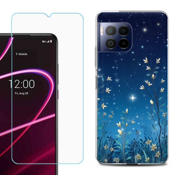 For T-Mobile Revvl 7 Pro 5G Phone Case, Shockproof Case Cover with Tempered Glass Screen Protector, by OneToughShield - Fanciful Night