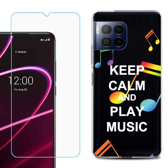 For T-Mobile Revvl 7 Pro 5G Phone Case, Shockproof Case Cover with Tempered Glass Screen Protector, by OneToughShield - Keep Calm Music