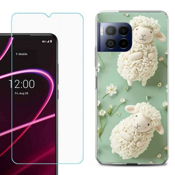 For T-Mobile Revvl 7 Pro 5G Phone Case, Shockproof Case Cover with Tempered Glass Screen Protector, by OneToughShield - Little Sheep