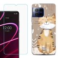 thumbnail image 1 of For T-Mobile Revvl 7 Pro 5G Phone Case, Shockproof Case Cover with Tempered Glass Screen Protector, by OneToughShield - Smiling Cat, 1 of 3