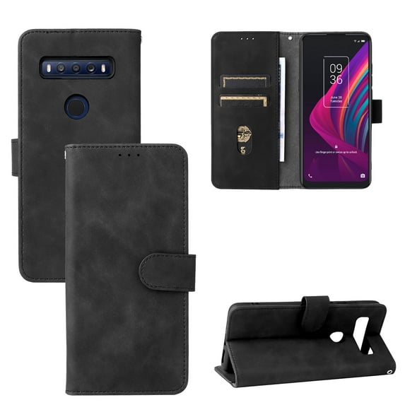 For TCL 10 SE Solid Color Skin Feel Magnetic Buckle Leather Phone Case For TCL 10 SE