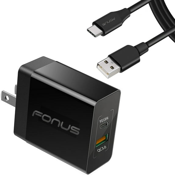 For TCL 30 T - 36W PD Home Charger Fast Type-C 6ft Long Cable USB-C Power Cord QC3.0 Adapter Wall