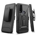 thumbnail image 1 of For TCL 30 V 5G Case Holster Belt Clip Kickstand Design Phone Cover With Free Tempered Glass Screen Protector - Black, 1 of 5