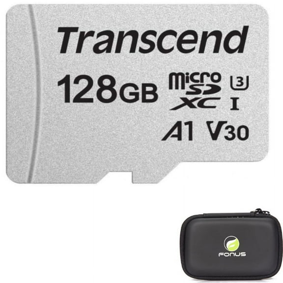 For TCL 30 Z/T - 128GB Memory Card w Carry Case Transcend High Speed MicroSD Class A1 U3 MicroSDXC, Hard Cover