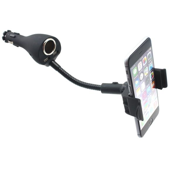 For TCL 30 Z/T - Car Mount Charger Holder DC Socket USB 2-Port Cradle Swivel