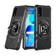 thumbnail image 1 of For TCL 30T 30 T Dropproof Shockproof Kickstand Ring Stand Phone Case Cover With Tempered Glass Screen Protector - Black, 1 of 5