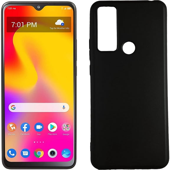 For TCL 30XL / 30 XL T701DL TPU 1-Piece Skin Cover Cell Phone Case + Tempered Glass - TPU Black