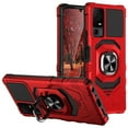 thumbnail image 1 of For TCL 40 T T608DL Robotic Ring Kickstand Phone Case + Tempered Glass - Red, 1 of 6