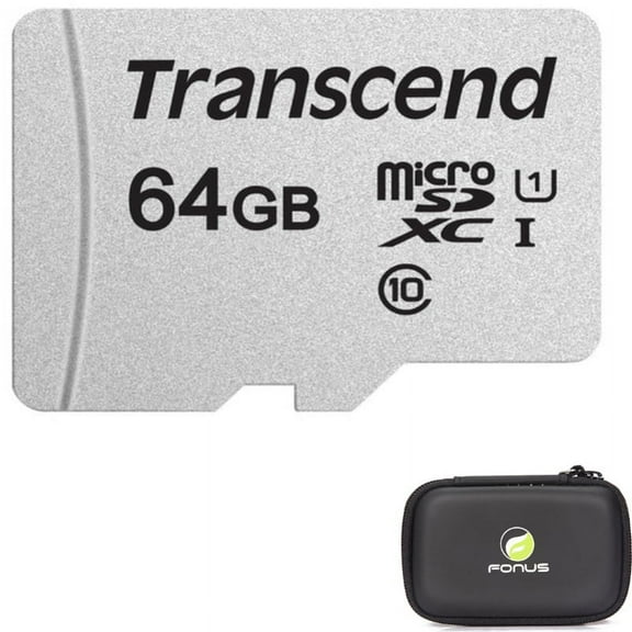 For TCL 40 XL/XE/X/NxtPaper - 64GB Memory Card w Carry Case Transcend High Speed MicroSD Class 10 MicroSDXC, Hard Cover