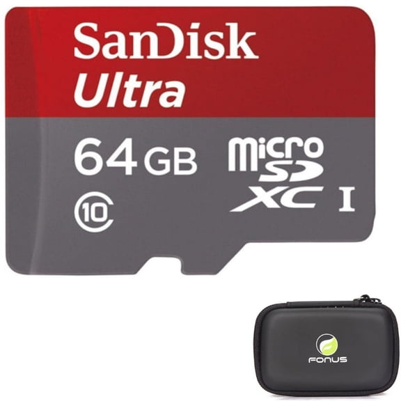 For TCL 40 XL/XE/X/NxtPaper - Carry Case w 64GB Memory Card Hard Cover, Sandisk Ultra High Speed MicroSD Class 10 MicroSDXC