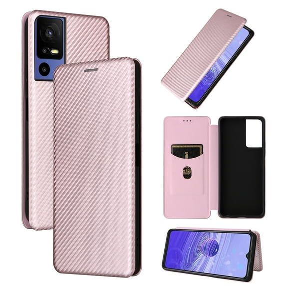 For TCL 40SE Carbon Fiber Texture Flip Leather Phone Case