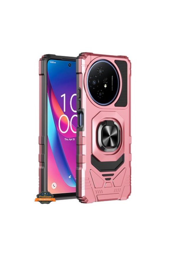 For TCL 50 XE 5G Hybrid Magnetic Car Mount Ring Kickstand Stand Holder Full-Body Armor Hard Protective [Military Grade] Phone Case Cover by Xpression - Rose Gold