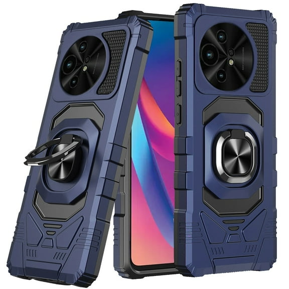 For TCL 50 XL 5G Robotic Hybrid with Magnetic Ring Stand Case Cover - Dark Blue