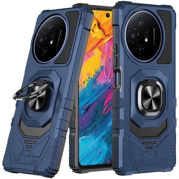 For TCL 60 XE Robotic Hybrid with Magnetic Ring Stand Case Cover - Dark Blue