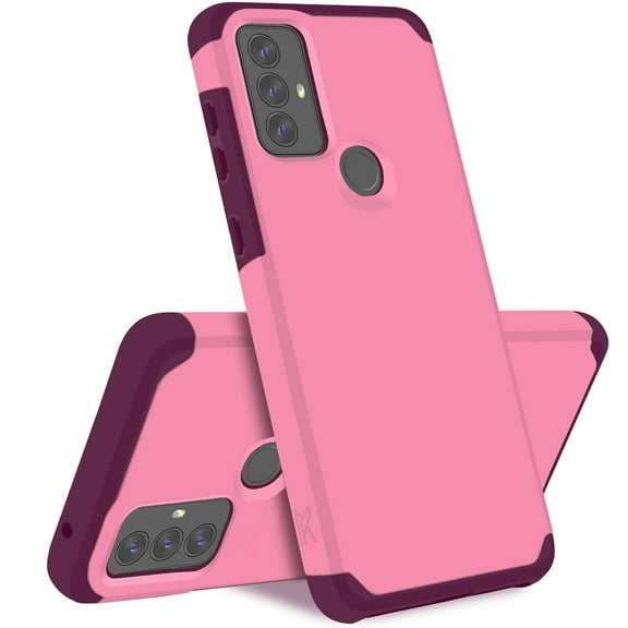 For TCL ION X Ultra Slim Corner Protection Shock Absorption Hybrid Dual Layer Hard PC + TPU Rubber Armor Defender Cover ,Xpm Phone Case [ Pink ]