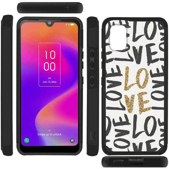 For TCL ION Z Graphic Design Pattern Hard PC TPU 2in1 Tough Strong Hybrid Shockproof Armor Frame Cover ,Xpm Phone Case [ Love ]