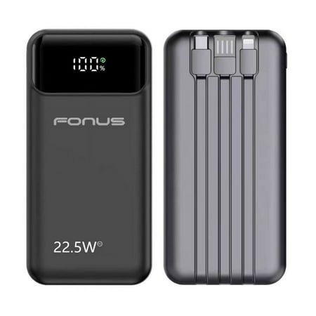 For TCL ION Z/X - 10000mAh Power Bank 22.5W PD Fast Charge Backup Battery Portable Charger Built-in Cable LED Display 1-Port USB