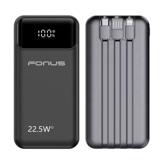 For TCL ION Z/X - 10000mAh Power Bank 22.5W PD Fast Charge Backup Battery Portable Charger Built-in Cable LED Display 1-Port USB