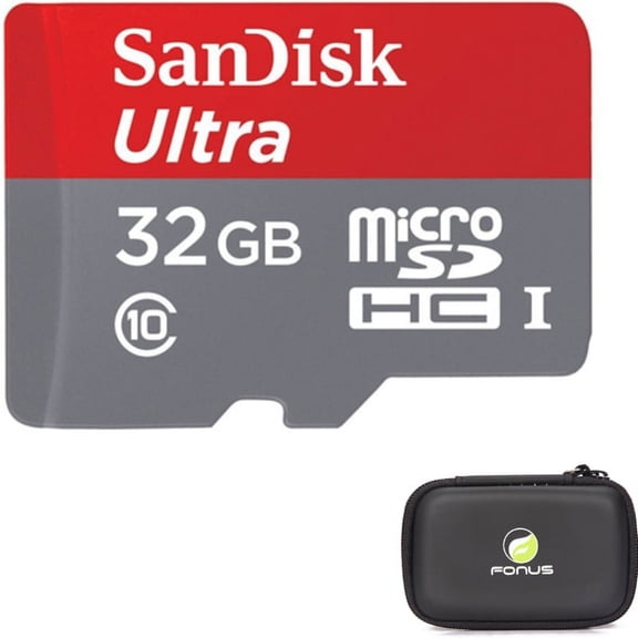 For TCL ION Z/X - 32GB Memory Card w Carry Case Sandisk Ultra High Speed MicroSD Class 10 MicroSDHC, Hard Cover