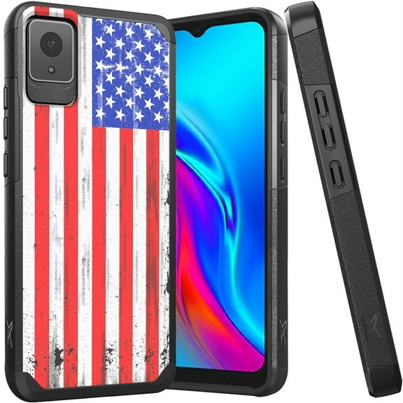 For TCL K11 Fashion Graphic Design Pattern Hard PC TPU 2in1 Tough Strong Hybrid Shockproof Armor Frame (Magnet Mount Friendly) Cover ,Xpm Phone Case [ USA Flag ]