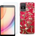 thumbnail image 1 of For TCL K11 Phone Case Cover, Shockproof Case with Tempered Glass Screen Protector, by OneToughShield - Almond Blossom Red, 1 of 3