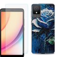 thumbnail image 1 of For TCL K11 Phone Case Cover, Shockproof Case with Tempered Glass Screen Protector, by OneToughShield - Blue Rose, 1 of 3
