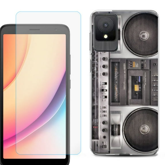 For TCL K11 Phone Case Cover, Shockproof Case with Tempered Glass Screen Protector, by OneToughShield - Boombox