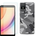 thumbnail image 1 of For TCL K11 Phone Case Cover, Shockproof Case with Tempered Glass Screen Protector, by OneToughShield - Camo B/W, 1 of 3