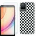 thumbnail image 1 of For TCL K11 Phone Case Cover, Shockproof Case with Tempered Glass Screen Protector, by OneToughShield - Checker B/W, 1 of 3