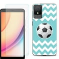 thumbnail image 1 of For TCL K11 Phone Case Cover, Shockproof Case with Tempered Glass Screen Protector, by OneToughShield - Chevron/Soccer, 1 of 3