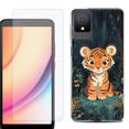 thumbnail image 1 of For TCL K11 Phone Case Cover, Shockproof Case with Tempered Glass Screen Protector, by OneToughShield - Curious Tiger Cub, 1 of 3