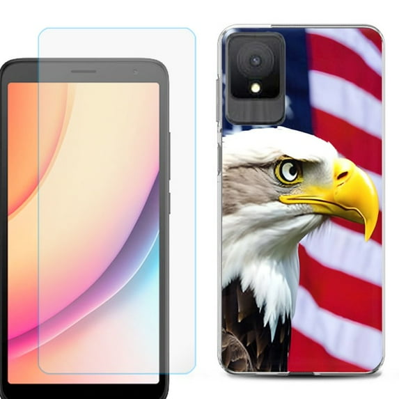 For TCL K11 Phone Case Cover, Shockproof Case with Tempered Glass Screen Protector, by OneToughShield - Eagle