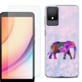 thumbnail image 1 of For TCL K11 Phone Case Cover, Shockproof Case with Tempered Glass Screen Protector, by OneToughShield - Elephant /Polygon, 1 of 3