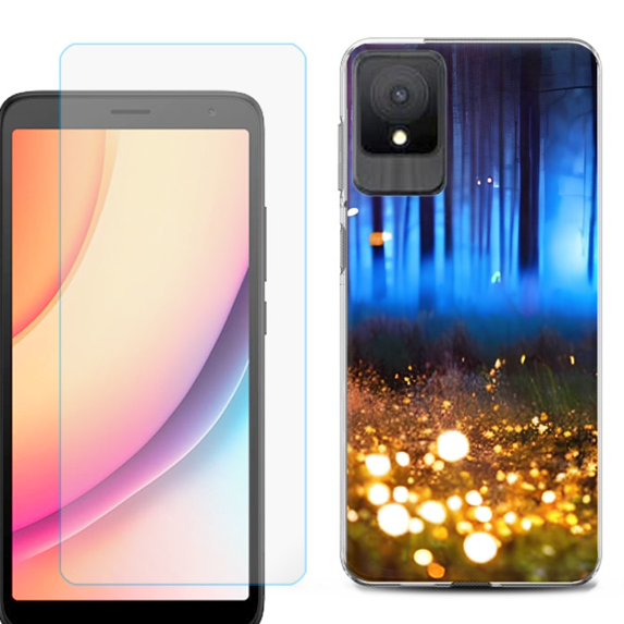 For TCL K11 Phone Case Cover, Shockproof Case with Tempered Glass Screen Protector, by OneToughShield - Fireflies