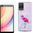 thumbnail image 1 of For TCL K11 Phone Case Cover, Shockproof Case with Tempered Glass Screen Protector, by OneToughShield - Flamingo / Polygon, 1 of 3