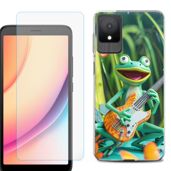 For TCL K11 Phone Case Cover, Shockproof Case with Tempered Glass Screen Protector, by OneToughShield - Frog Guitar