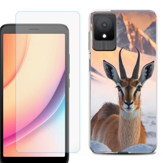For TCL K11 Phone Case Cover, Shockproof Case with Tempered Glass Screen Protector, by OneToughShield - Gazelle