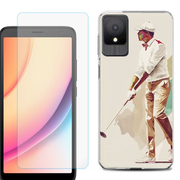 For TCL K11 Phone Case Cover, Shockproof Case with Tempered Glass Screen Protector, by OneToughShield - Golfer