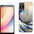 thumbnail image 1 of For TCL K11 Phone Case Cover, Shockproof Case with Tempered Glass Screen Protector, by OneToughShield - Great Wave, 1 of 3