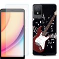 thumbnail image 1 of For TCL K11 Phone Case Cover, Shockproof Case with Tempered Glass Screen Protector, by OneToughShield - Guitar Red, 1 of 3