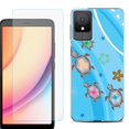 thumbnail image 1 of For TCL K11 Phone Case Cover, Shockproof Case with Tempered Glass Screen Protector, by OneToughShield - Happy Turtle, 1 of 3