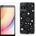 thumbnail image 1 of For TCL K11 Phone Case Cover, Shockproof Case with Tempered Glass Screen Protector, by OneToughShield - Hearts n Stars, 1 of 3