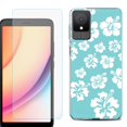 thumbnail image 1 of For TCL K11 Phone Case Cover, Shockproof Case with Tempered Glass Screen Protector, by OneToughShield - Hibiscus Teal, 1 of 3