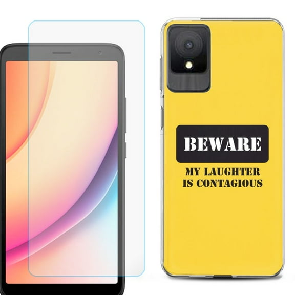 For TCL K11 Phone Case Cover, Shockproof Case with Tempered Glass Screen Protector, by OneToughShield - Laughter